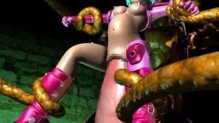 一個女孩被一個奇怪的怪物性交的 3D 動畫色情